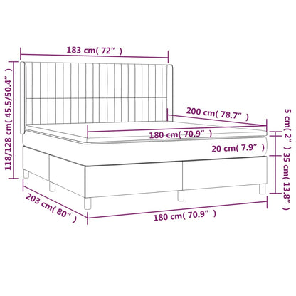 Giroletto a Molle con Materasso Marrone Scuro 180x200cm Tessuto | homemem39