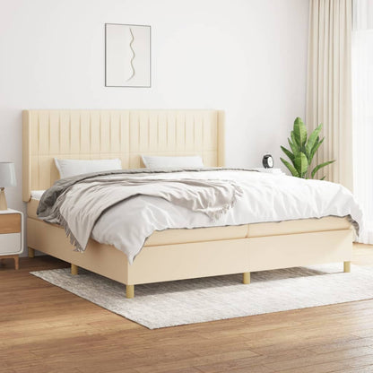 Giroletto a Molle con Materasso Crema 200x200 cm in Tessuto | homemem39