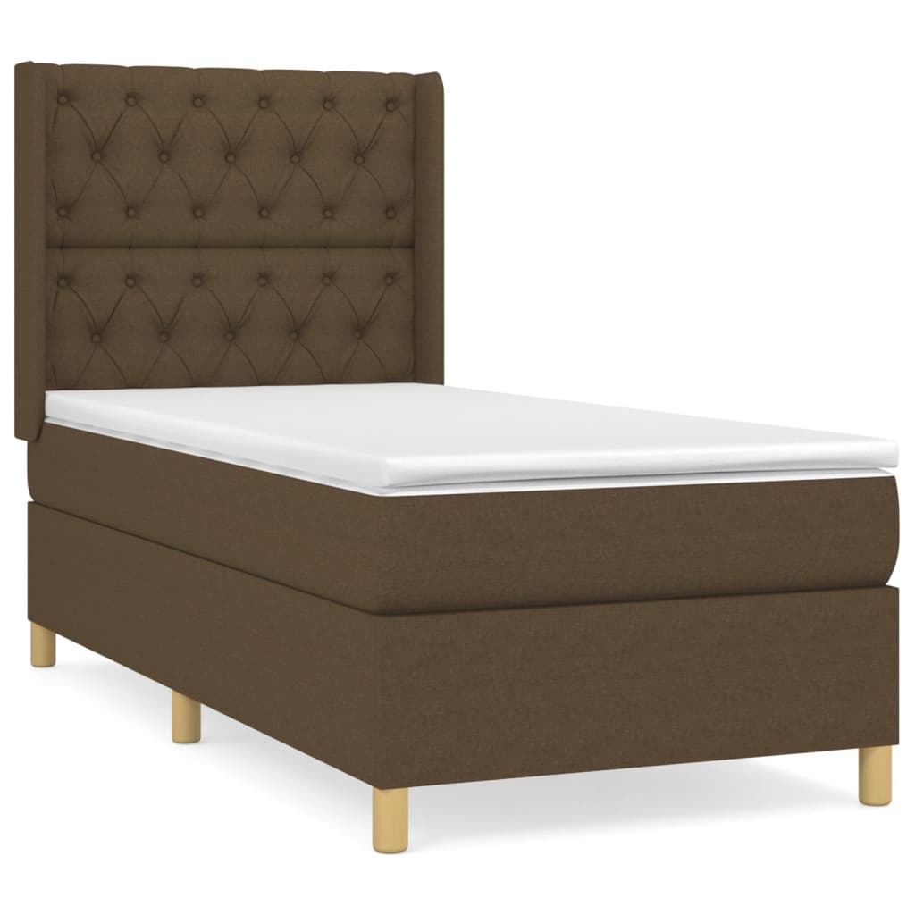 Giroletto a Molle con Materasso Marrone Scuro 80x200 cm Tessuto | homemem39