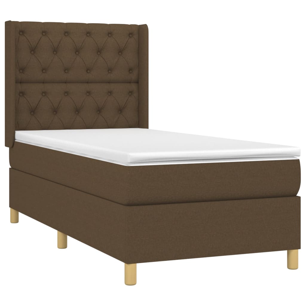 Giroletto a Molle con Materasso Marrone Scuro 80x200 cm Tessuto | homemem39