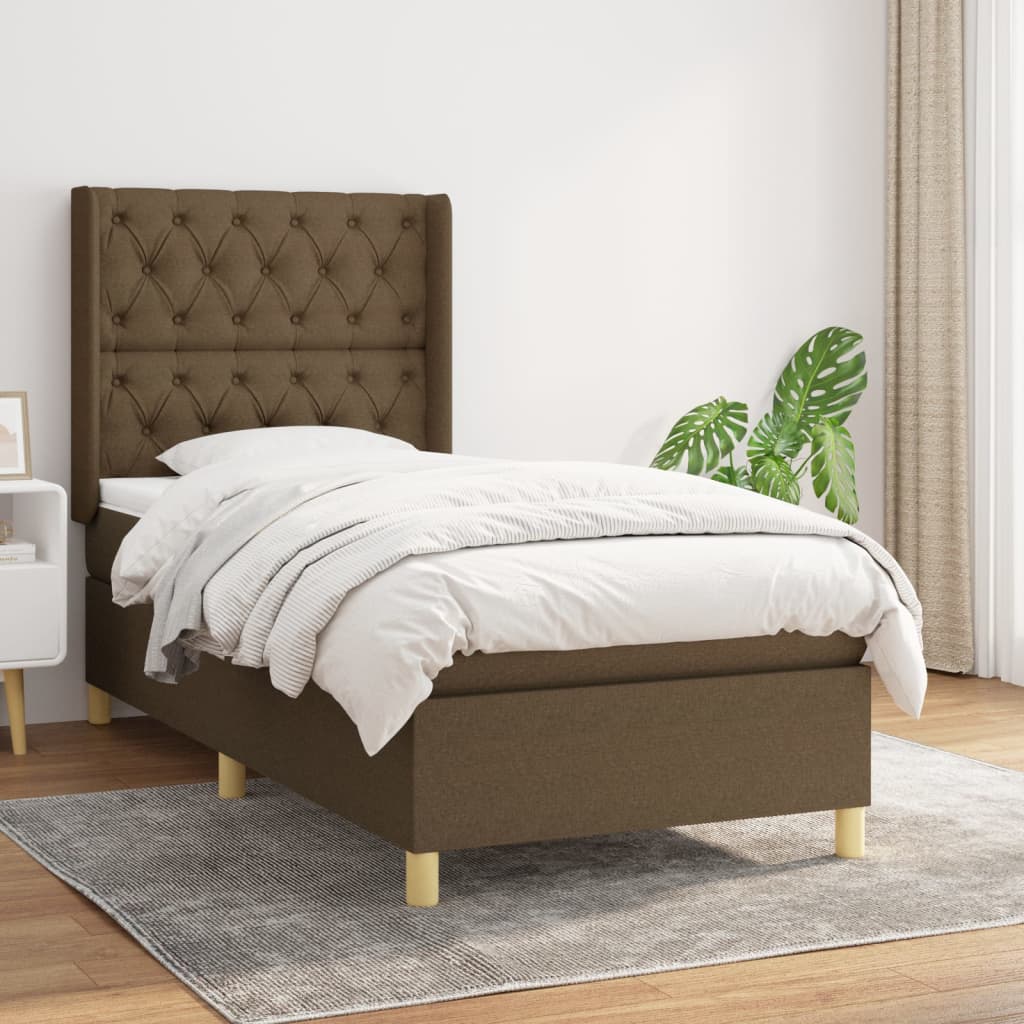 Giroletto a Molle con Materasso Marrone Scuro 80x200 cm Tessuto | homemem39