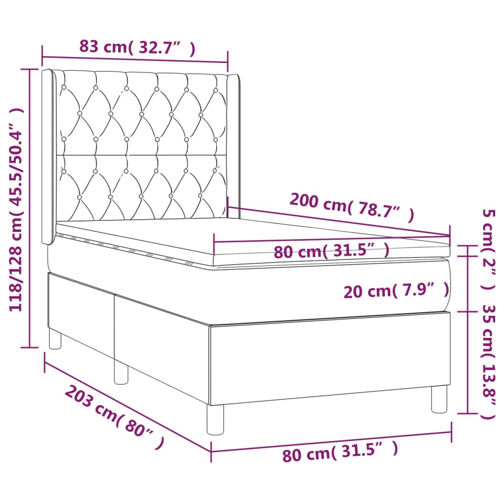 Giroletto a Molle con Materasso Crema 80x200 cm inTessuto | homemem39