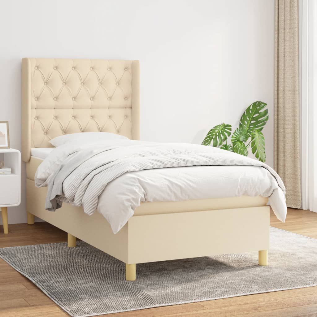 Giroletto a Molle con Materasso Crema 80x200 cm inTessuto