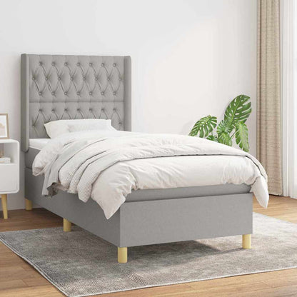 Giroletto a Molle con Materasso Grigio Chiaro 90x190 cm Tessuto