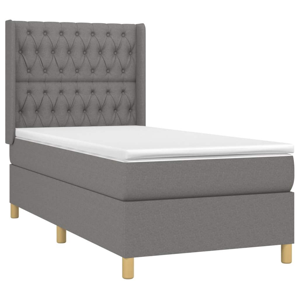 Giroletto a Molle con Materasso Grigio Scuro 90x190 cm Tessuto | homemem39
