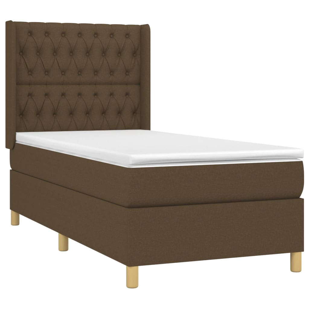 Giroletto a Molle con Materasso Marrone Scuro 90x190cm Tessuto | homemem39