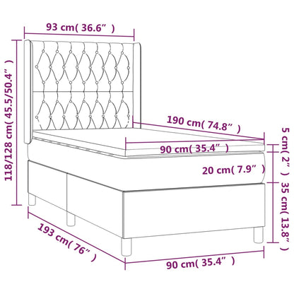 Giroletto a Molle con Materasso Marrone Scuro 90x190cm Tessuto | homemem39