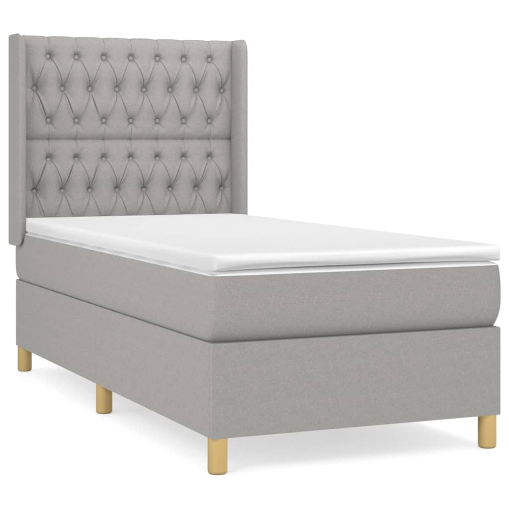 Giroletto a Molle con Materasso Grigio Chiaro 90x200 cm Tessuto | homemem39