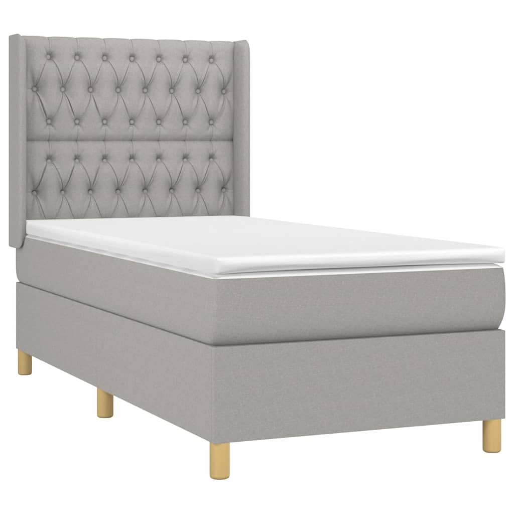 Giroletto a Molle con Materasso Grigio Chiaro 90x200 cm Tessuto | homemem39