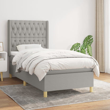 Giroletto a Molle con Materasso Grigio Chiaro 90x200 cm Tessuto | homemem39