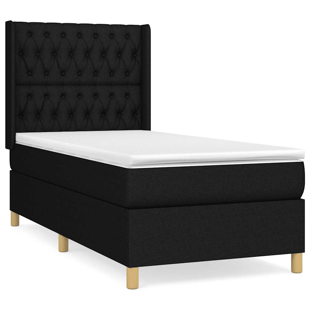 Giroletto a Molle con Materasso Nero 90x200 cm in Tessuto | homemem39