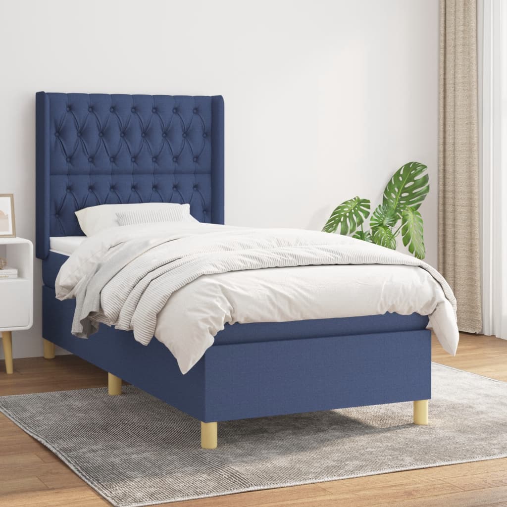 Giroletto a Molle con Materasso Blu 90x200 cm inTessuto | homemem39
