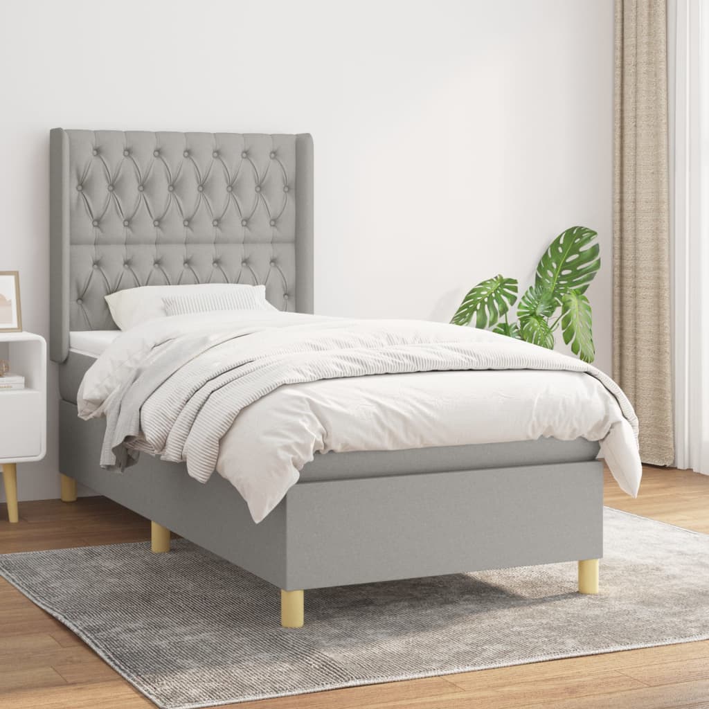 Giroletto a Molle con Materasso Grigio Chiaro100x200 cm Tessuto | homemem39