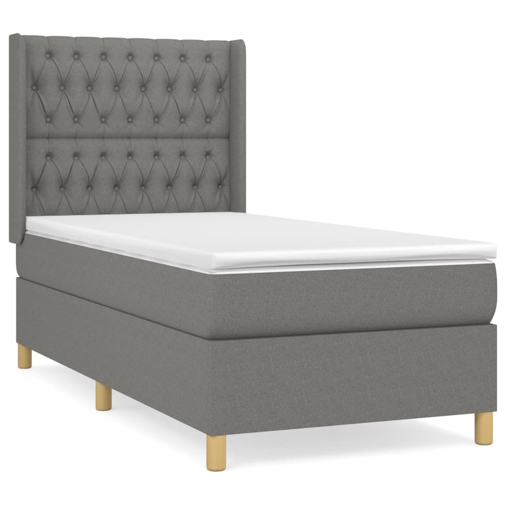 Giroletto a Molle con Materasso Grigio Scuro 100x200 cm Tessuto | homemem39