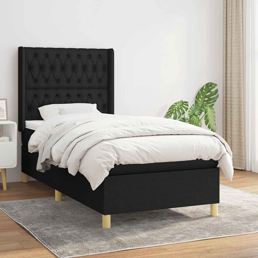 Giroletto a Molle con Materasso Nero 100x200 cm in Tessuto | homemem39