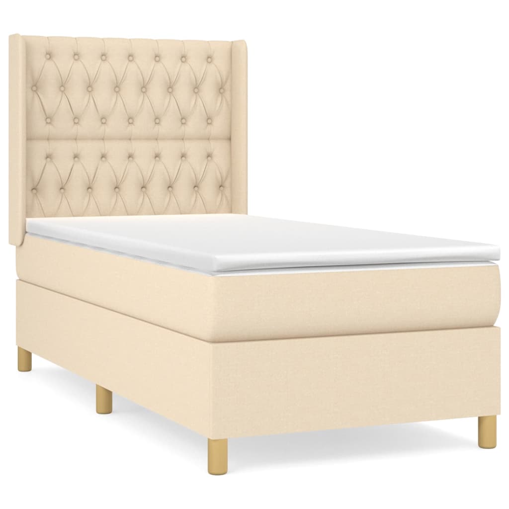 Giroletto a Molle con Materasso Crema 100x200 cm in Tessuto | homemem39