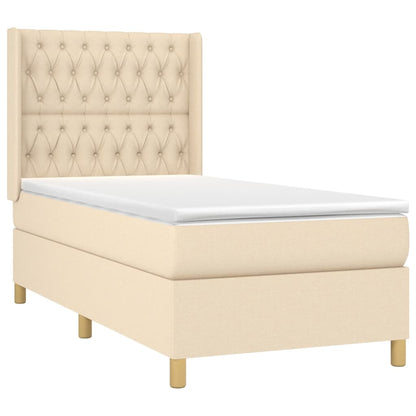 Giroletto a Molle con Materasso Crema 100x200 cm in Tessuto | homemem39