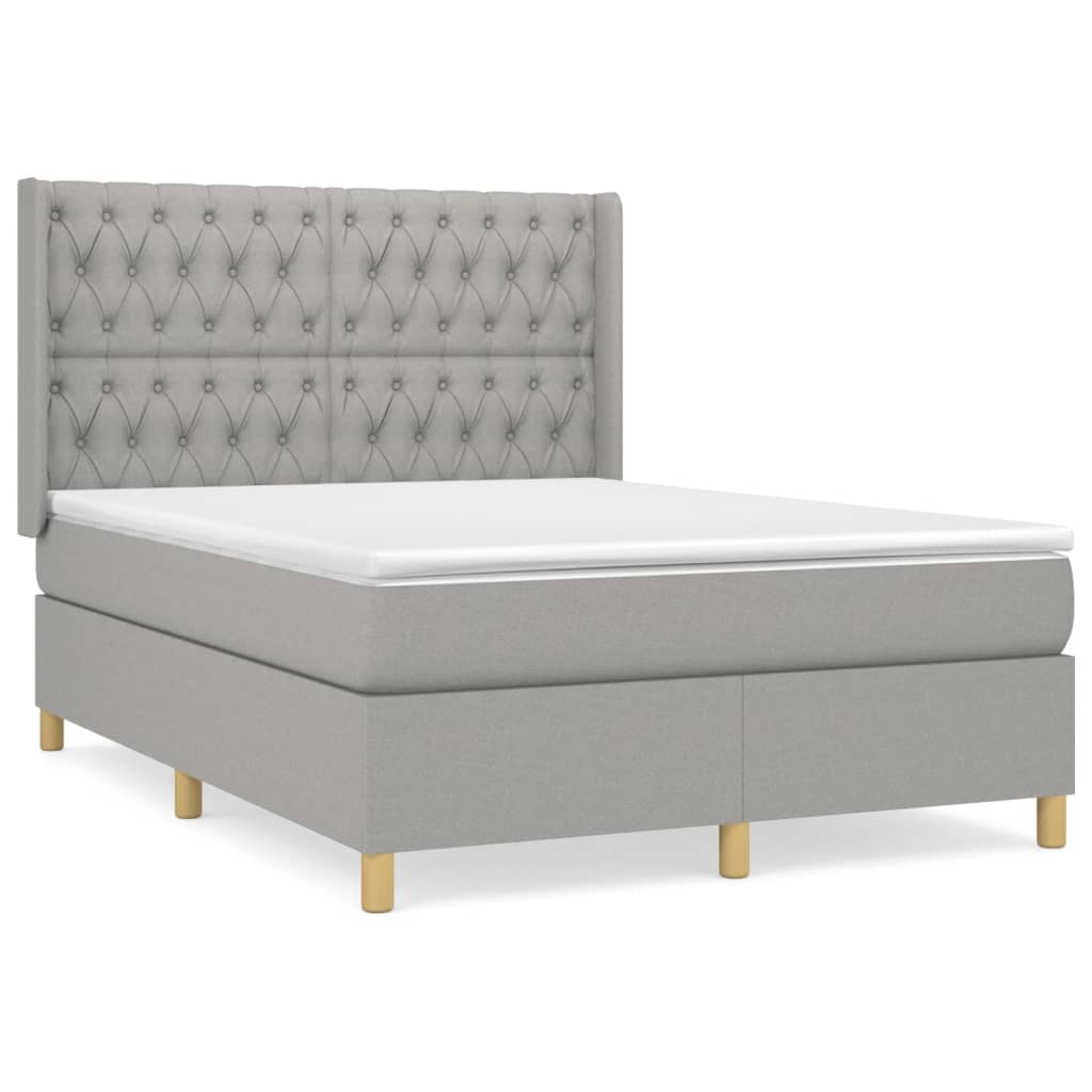 Giroletto a Molle con Materasso Grigio Chiaro 140x190cm Tessuto | homemem39