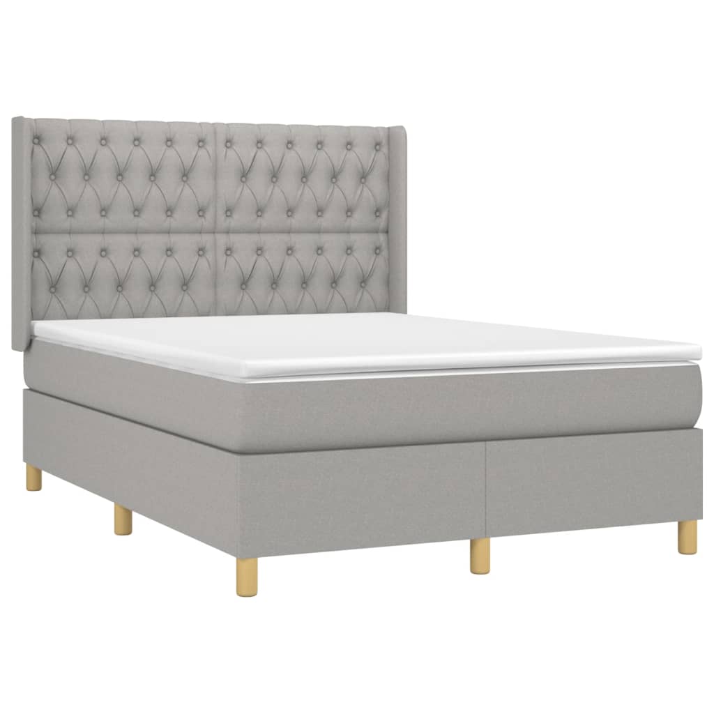 Giroletto a Molle con Materasso Grigio Chiaro 140x200cm Tessuto | homemem39