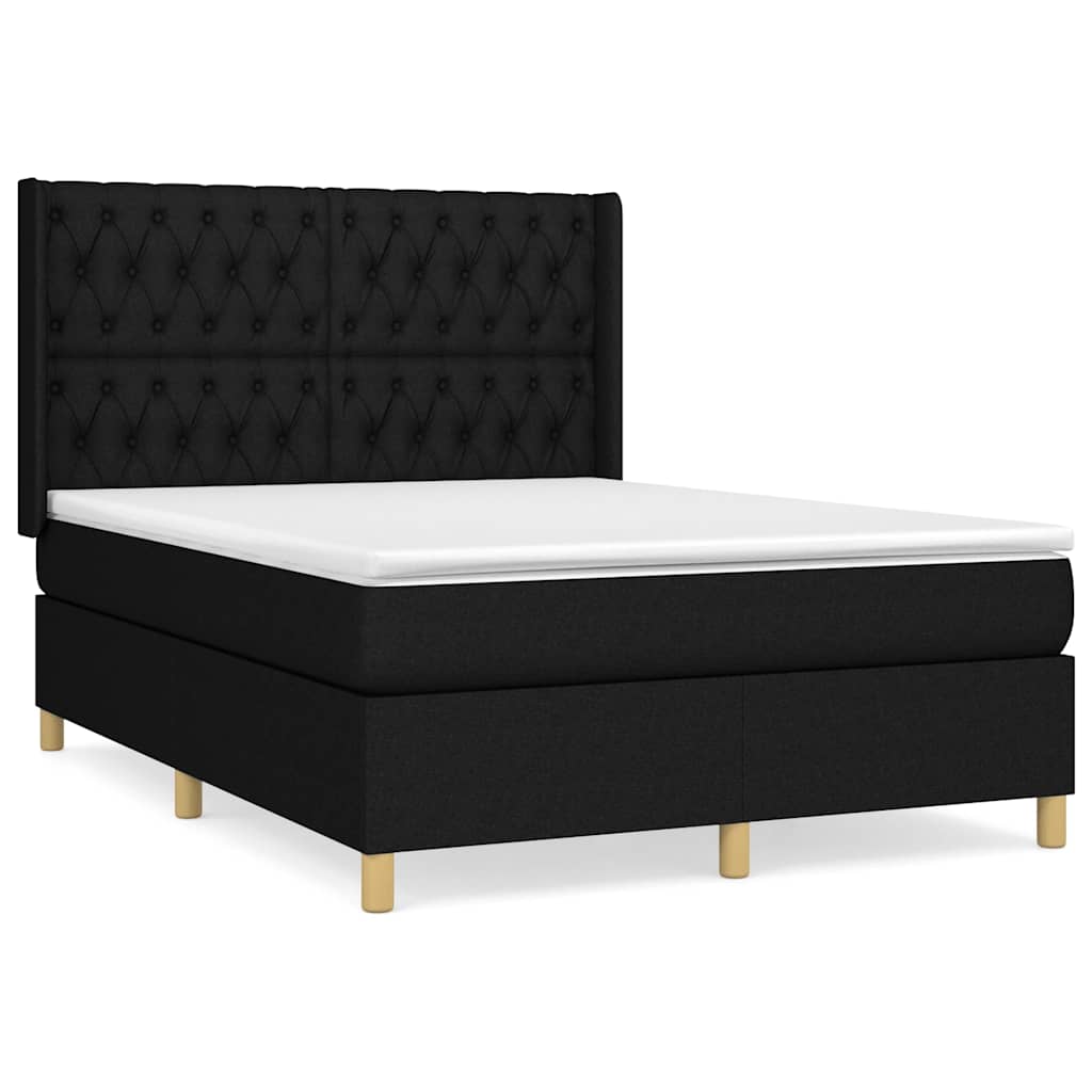Giroletto a Molle con Materasso Nero 140x200 cm in Tessuto | homemem39
