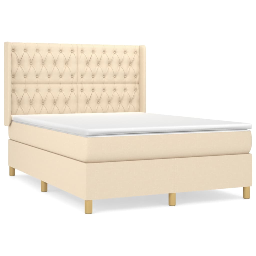 Giroletto a Molle con Materasso Crema 140x200 cm in Tessuto | homemem39