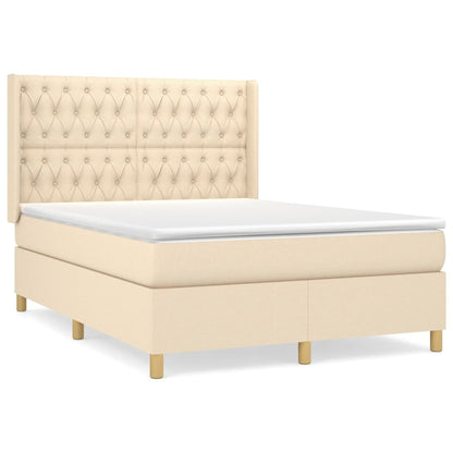 Giroletto a Molle con Materasso Crema 140x200 cm in Tessuto | homemem39