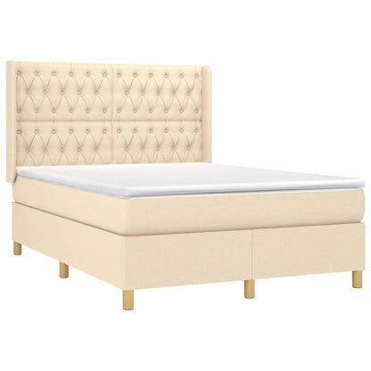 Giroletto a Molle con Materasso Crema 140x200 cm in Tessuto | homemem39