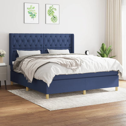 Giroletto a Molle con Materasso Blu 160x200 cm in Tessuto | homemem39
