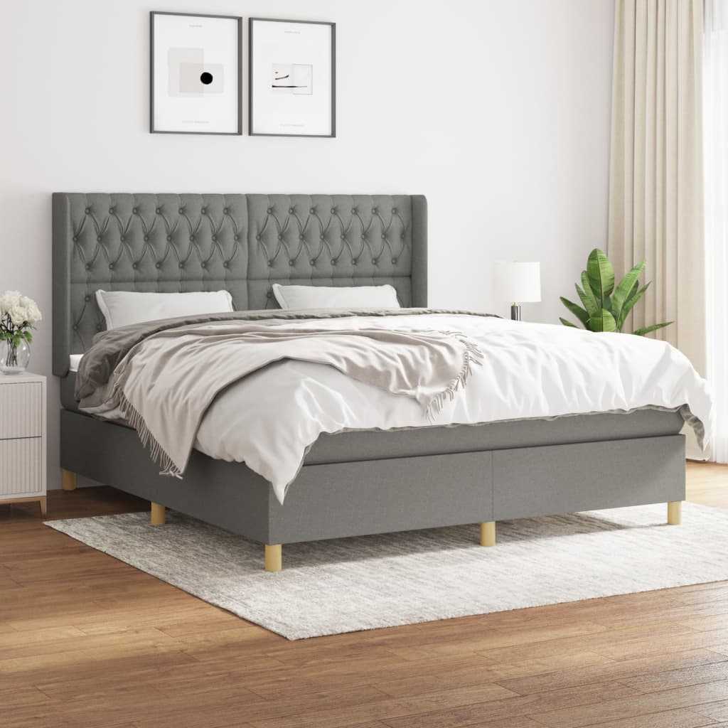 Giroletto a Molle con Materasso Grigio Scuro 180x200 cm Tessuto | homemem39