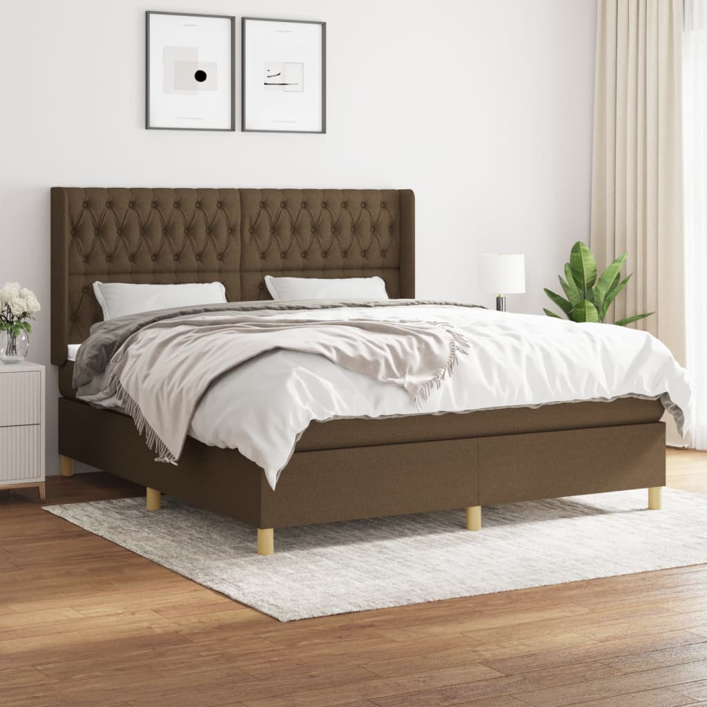 Giroletto a Molle con Materasso Marrone Scuro 180x200cm Tessuto | homemem39