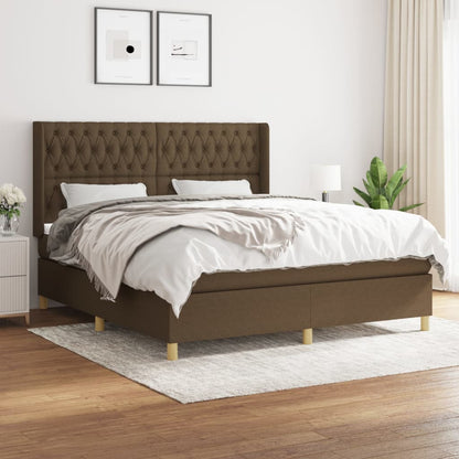 Giroletto a Molle con Materasso Marrone Scuro 180x200cm Tessuto | homemem39
