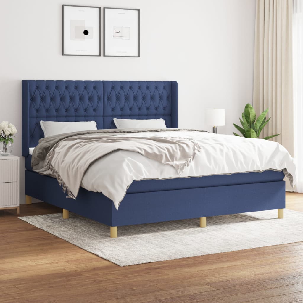 Giroletto a Molle con Materasso Blu 180x200 cm in Tessuto | homemem39