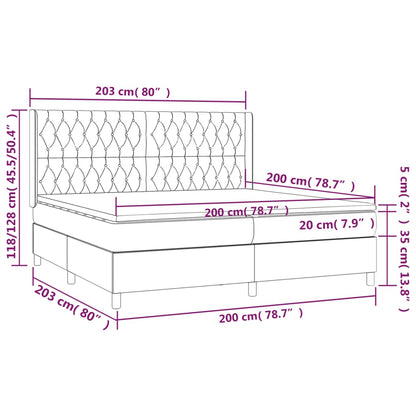 Giroletto a Molle con Materasso Grigio Chiaro 200x200cm Tessuto | homemem39