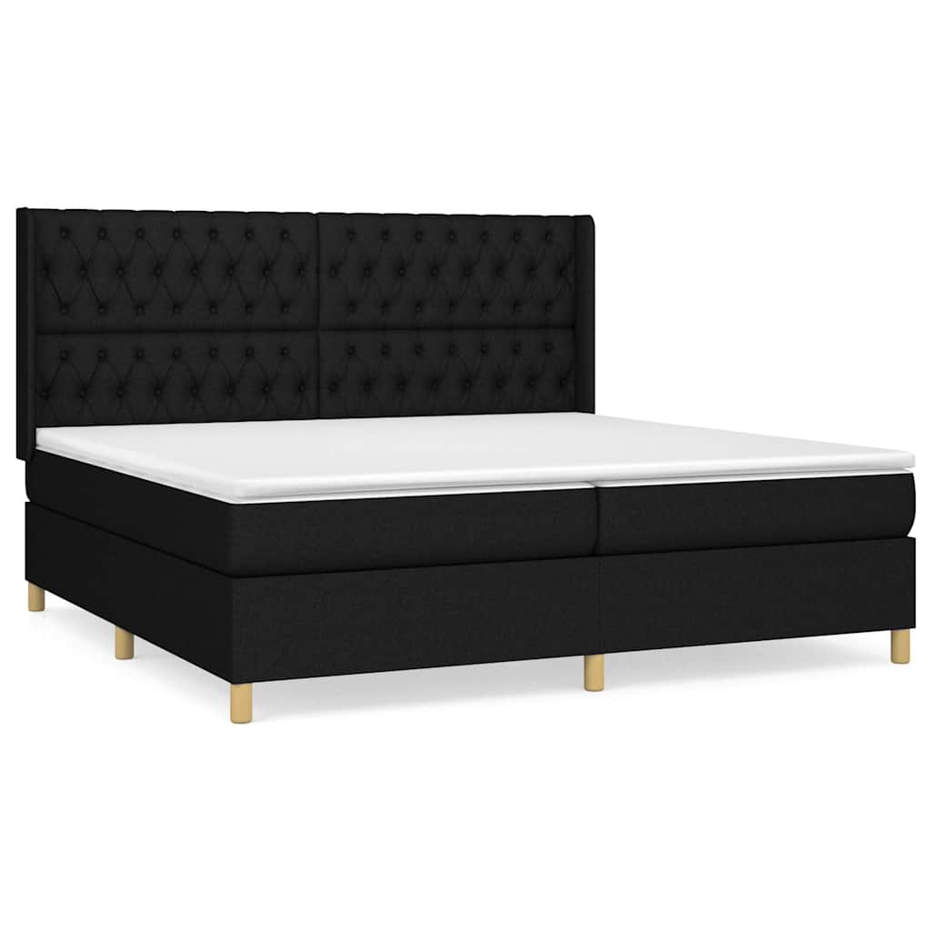Giroletto a Molle con Materasso Nero 200x200 cm in Tessuto | homemem39