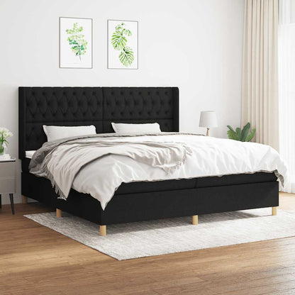 Giroletto a Molle con Materasso Nero 200x200 cm in Tessuto | homemem39
