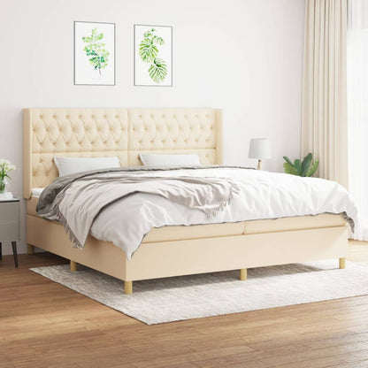 Giroletto a Molle con Materasso Crema 200x200 cm in Tessuto | homemem39