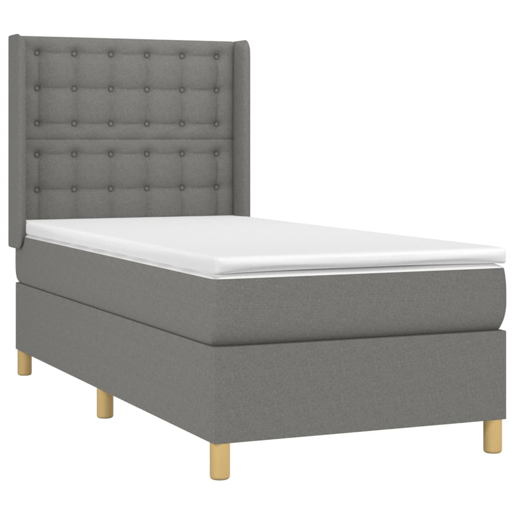 Giroletto a Molle con Materasso Grigio Scuro 90x200 cm Tessuto | homemem39