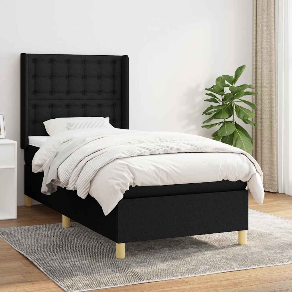Giroletto a Molle con Materasso Nero 90x200 cm in Tessuto | homemem39