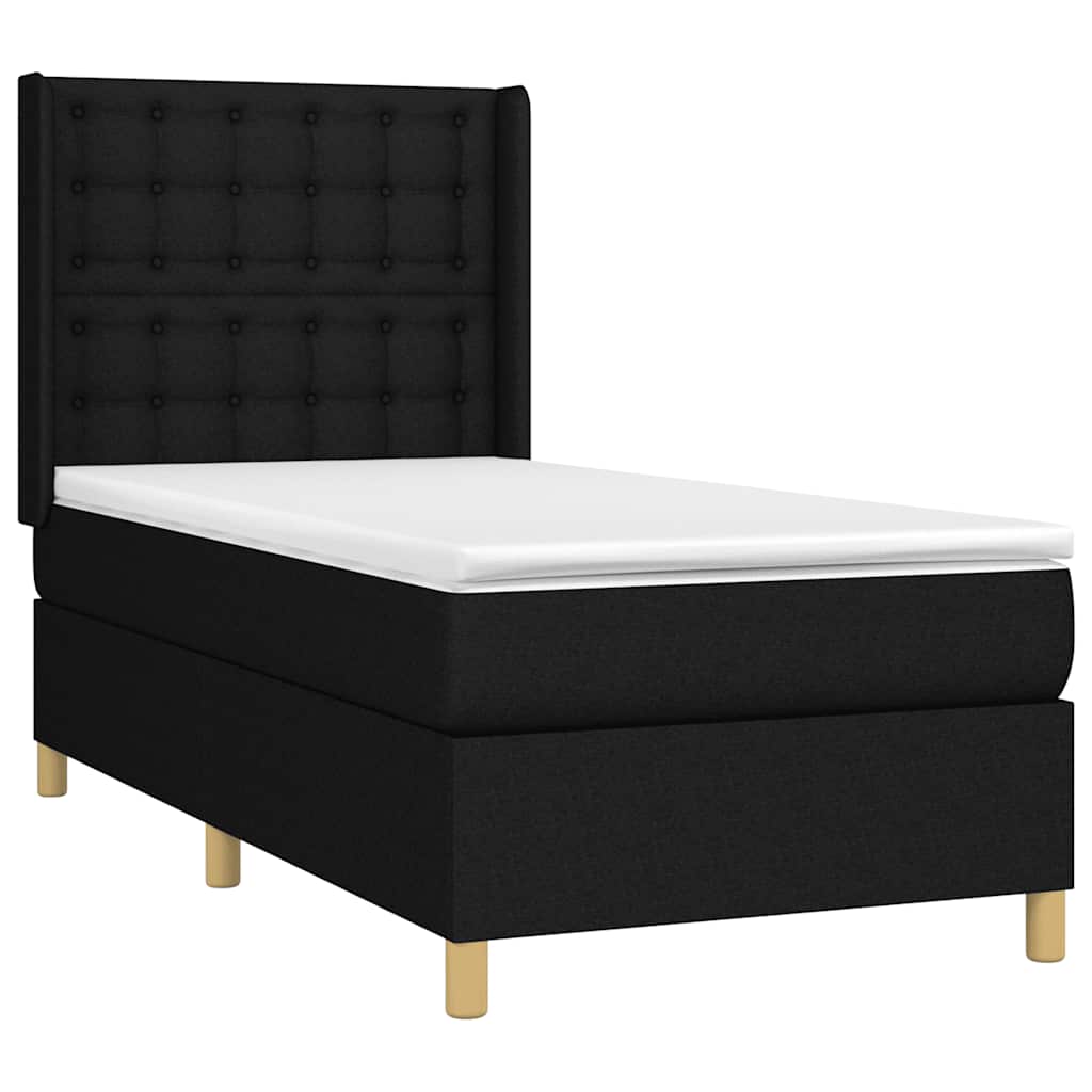 Giroletto a Molle con Materasso Nero 100x200 cm in Tessuto | homemem39