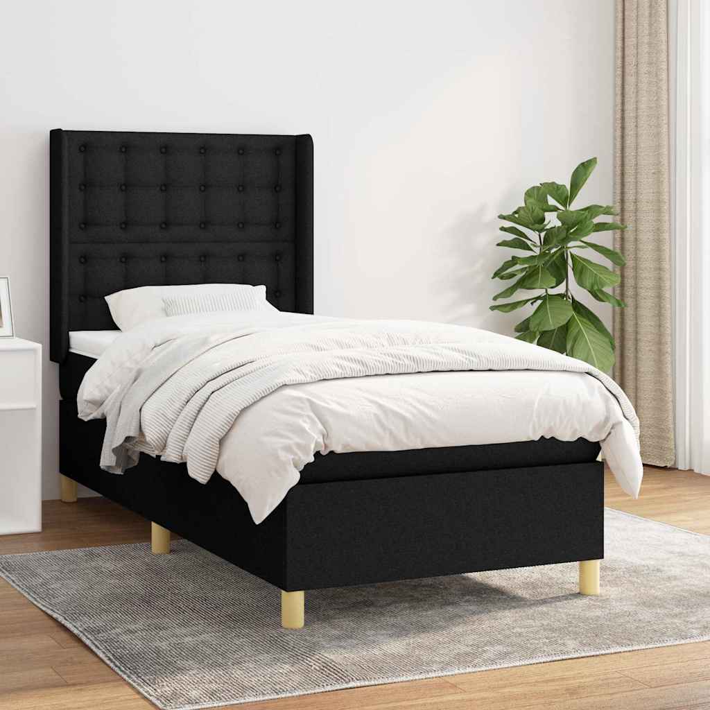 Giroletto a Molle con Materasso Nero 100x200 cm in Tessuto | homemem39