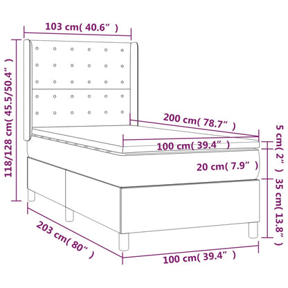 Giroletto a Molle con Materasso Marrone Scuro 100x200cm Tessuto | homemem39