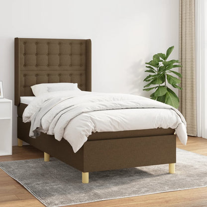 Giroletto a Molle con Materasso Marrone Scuro 100x200cm Tessuto | homemem39