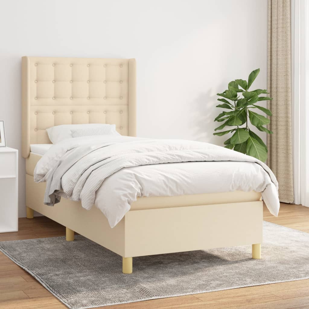 Giroletto a Molle con Materasso Crema 100x200 cm in Tessuto | homemem39