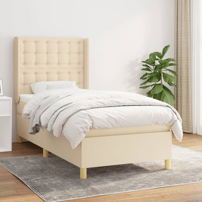 Giroletto a Molle con Materasso Crema 100x200 cm in Tessuto | homemem39