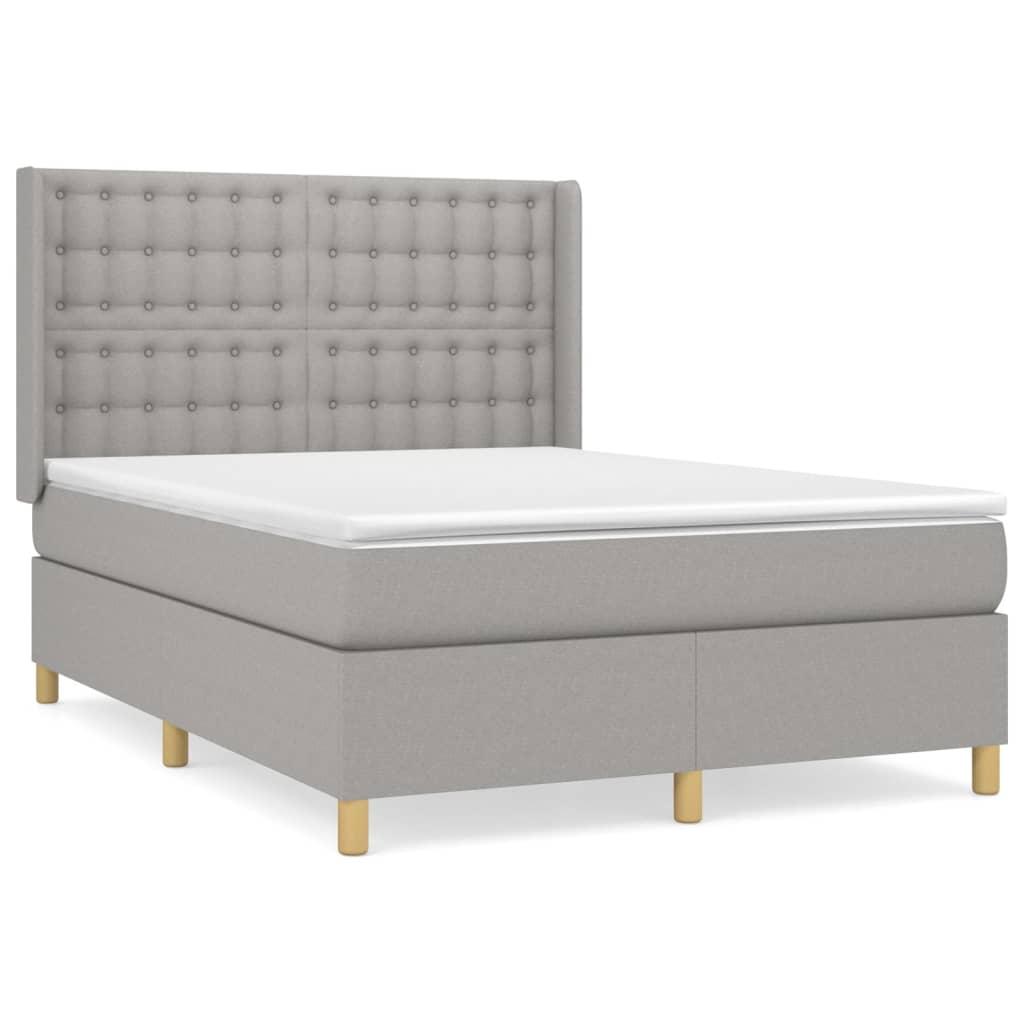 Giroletto a Molle con Materasso Grigio Chiaro 140x190cm Tessuto | homemem39