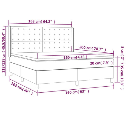 Giroletto a Molle con Materasso Grigio Scuro 160x200 cm Tessuto | homemem39
