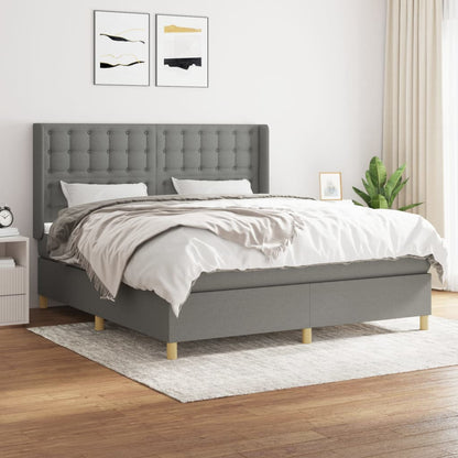 Giroletto a Molle con Materasso Grigio Scuro 160x200 cm Tessuto | homemem39