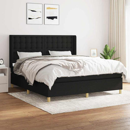 Giroletto a Molle con Materasso Nero 160x200 cm in Tessuto | homemem39