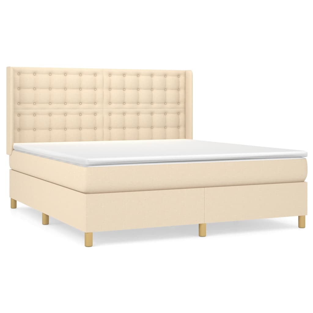Giroletto a Molle con Materasso Crema 160x200 cm in Tessuto | homemem39