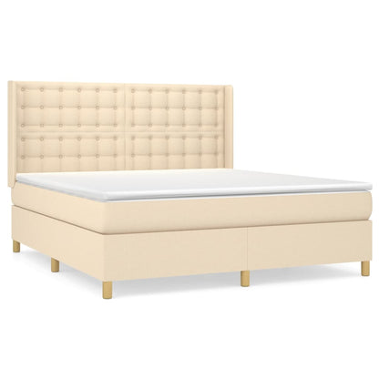 Giroletto a Molle con Materasso Crema 160x200 cm in Tessuto | homemem39